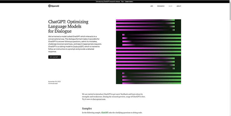 אתר OPENAI שמוביל לתוכנת CHAT GPT