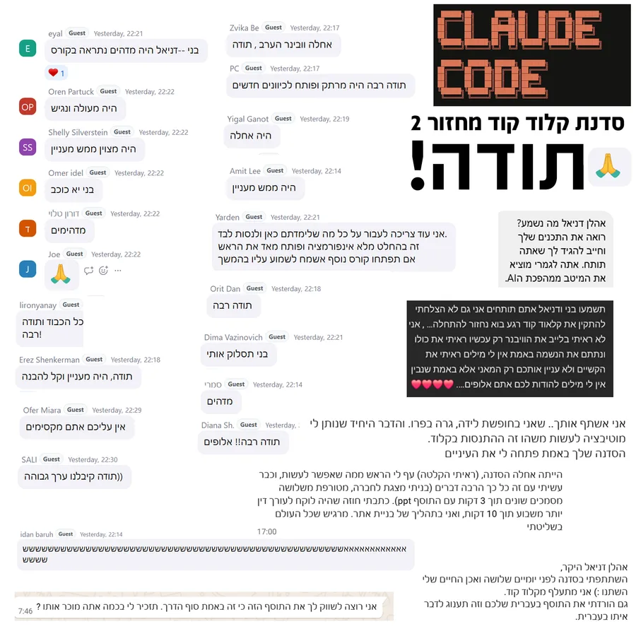 קיר תגובות והמלצות מסדנאות AI